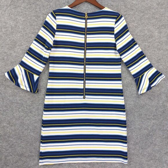 Draper James Dress Sz XS Bell Sleeve Stripe Zipper Casual Fit Flare Mini Career - Picture 15 of 15